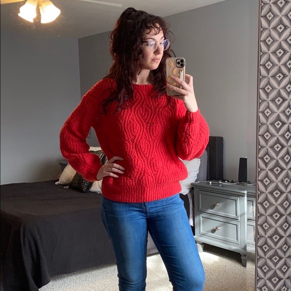 Balloon Sleeve Knit Sweater - VICI